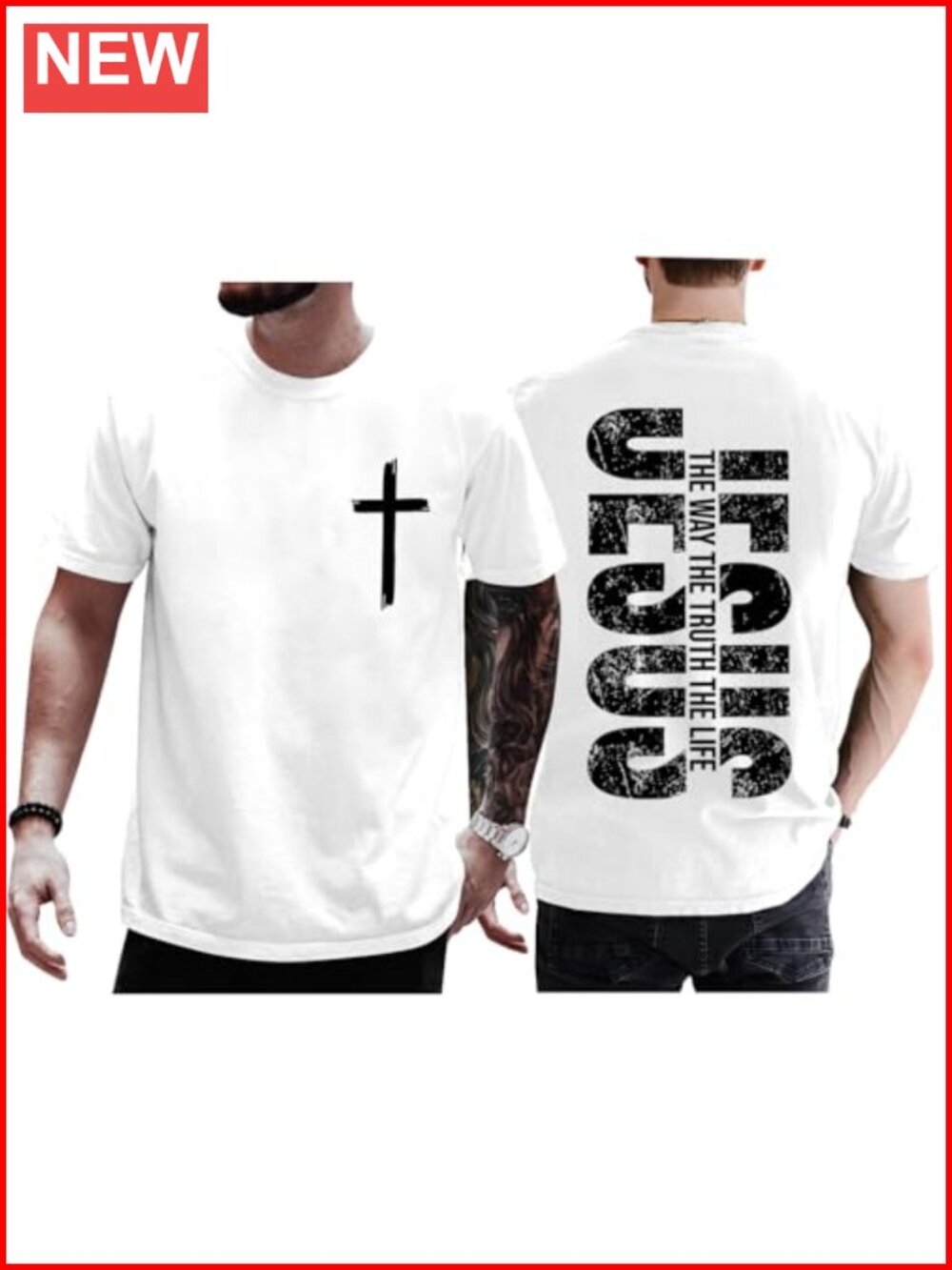 Christian Faith Cross Graphic Tee The Way Truth Life Short Sleeve Crew Neck